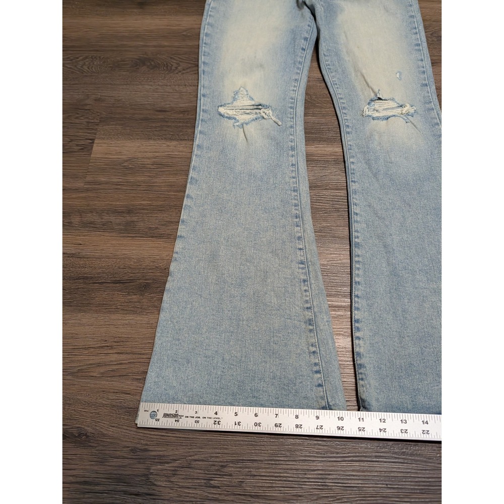 GAP Y2K Flare Low Rise Jeans Light Wash Distressed Denim Size 26 / 2 - Picture 3 of 6